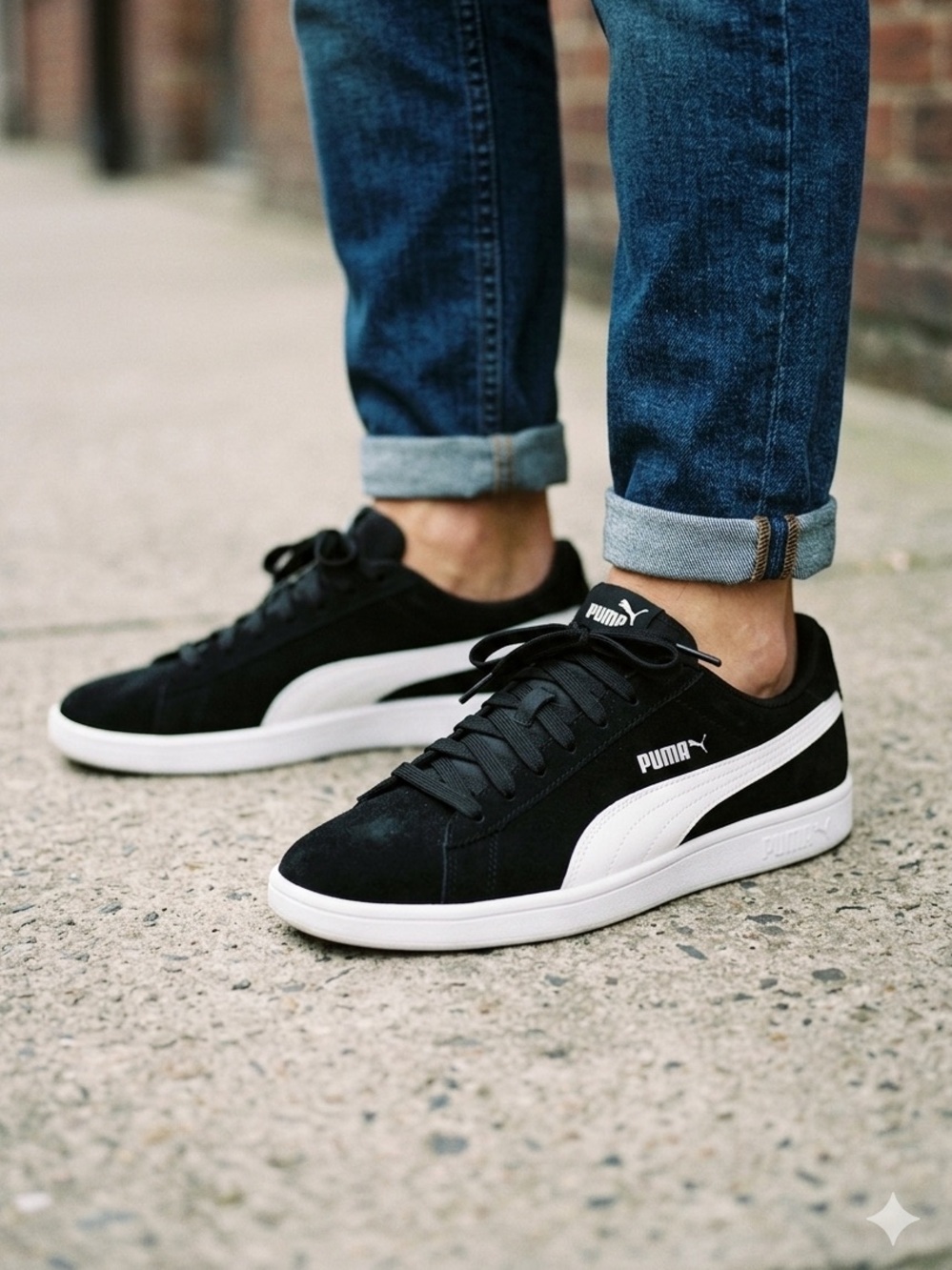 Puma Smash v2 Black Suede Leather Sneakers Men's Size 10 Low Top Shoes